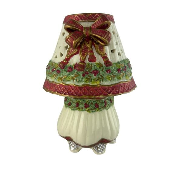 Tea Light Candle Holder Ribbon Lamp Porcelain Holiday Style Home Decor - Picture 1 of 8